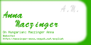 anna maczinger business card